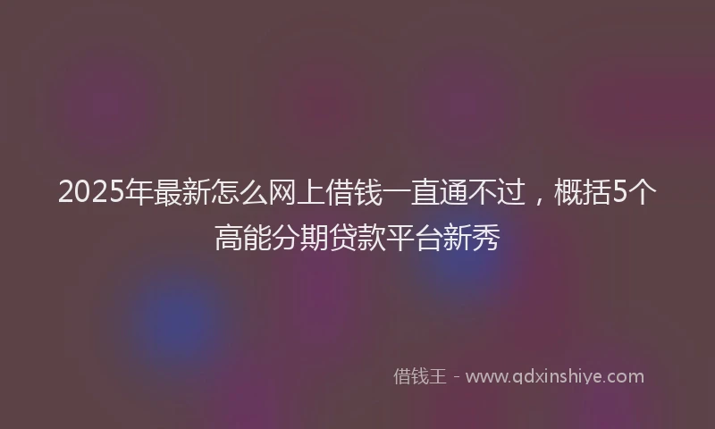 2025年最新怎么网上借钱一直通不过，概括5个高能分期贷款平台新秀