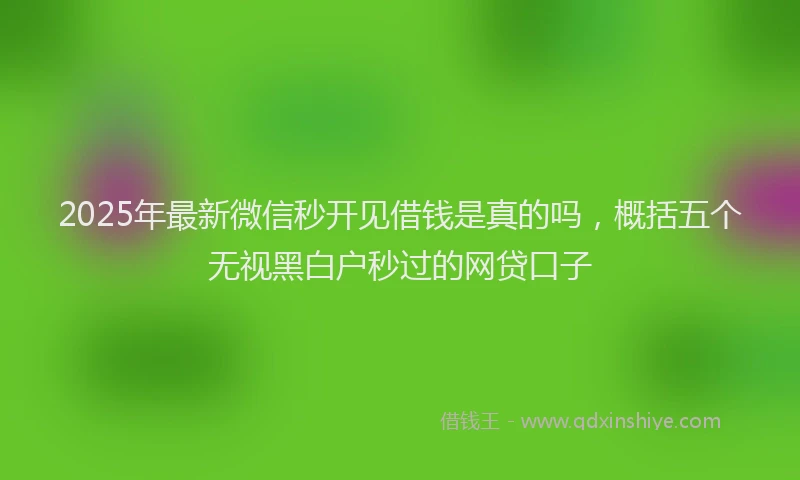 2025年最新微信秒开见借钱是真的吗，概括五个无视黑白户秒过的网贷口子