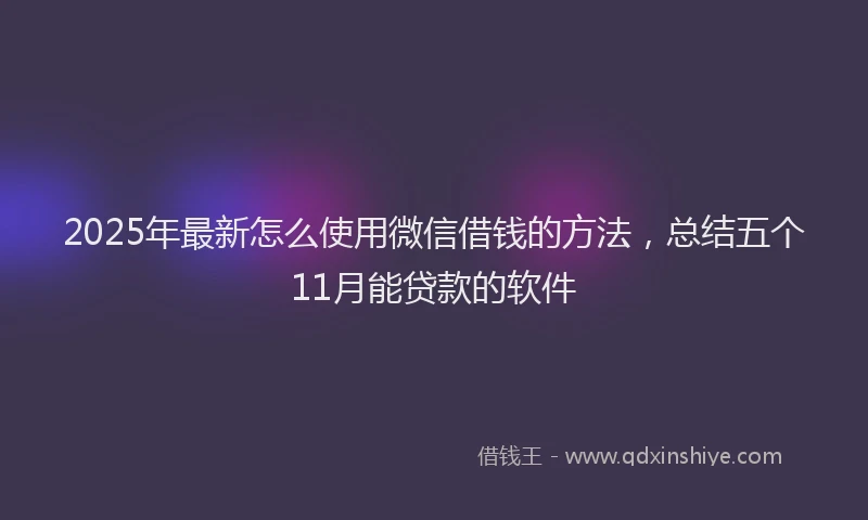 2025年最新怎么使用微信借钱的方法，总结五个11月能贷款的软件