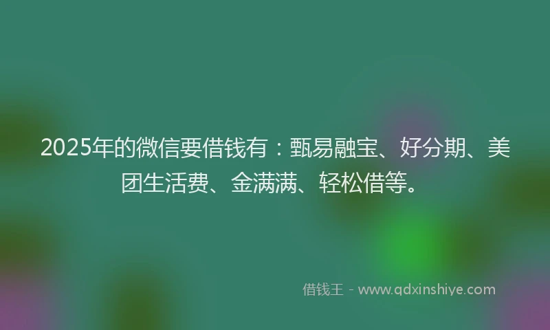 2025年的微信要借钱有：甄易融宝、好分期、美团生活费、金满满、轻松借等。