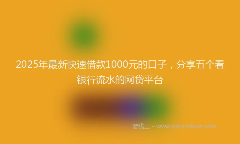 2025年最新快速借款1000元的口子，分享五个看银行流水的网贷平台