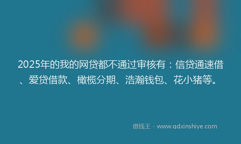 2025年的我的网贷都不通过审核有：信贷通速借、爱贷借款、橄榄分期、浩瀚钱包、花小猪等。