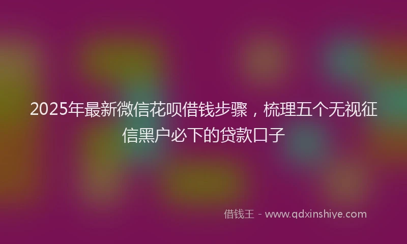 2025年最新微信花呗借钱步骤，梳理五个无视征信黑户必下的贷款口子
