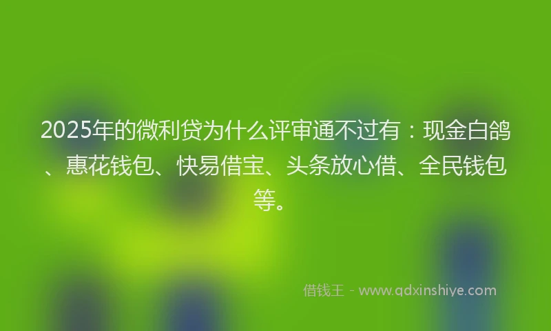 2025年的微利贷为什么评审通不过有：现金白鸽、惠花钱包、快易借宝、头条放心借、全民钱包等。