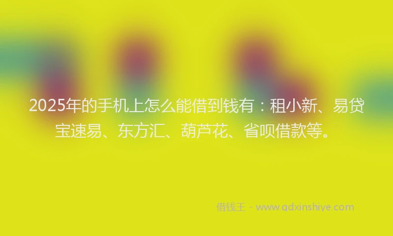 2025年的手机上怎么能借到钱有：租小新、易贷宝速易、东方汇、葫芦花、省呗借款等。