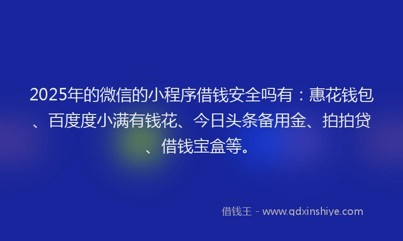 2025年的微信的小程序借钱安全吗有：惠花钱包、百度度小满有钱花、今日头条备用金、拍拍贷、借钱宝盒等。