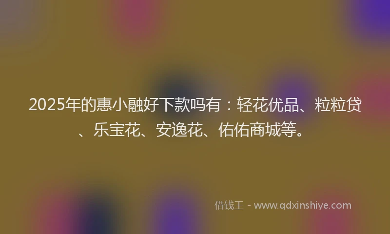2025年的惠小融好下款吗有：轻花优品、粒粒贷、乐宝花、安逸花、佑佑商城等。