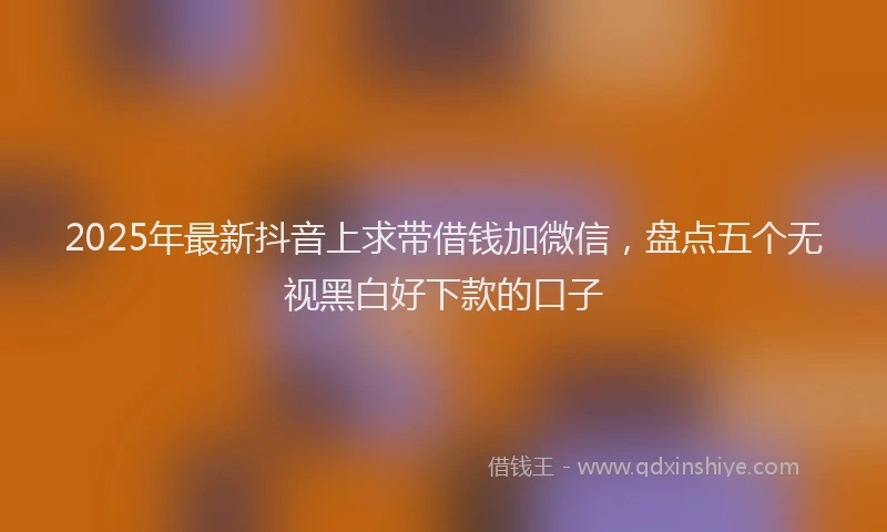 2025年最新抖音上求带借钱加微信，盘点五个无视黑白好下款的口子