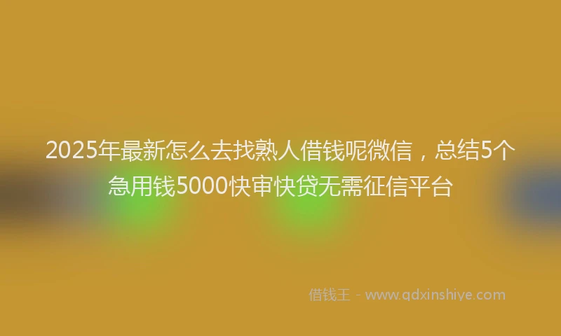 2025年最新怎么去找熟人借钱呢微信，总结5个急用钱5000快审快贷无需征信平台