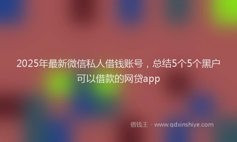 2025年最新微信私人借钱账号，总结5个5个黑户可以借款的网贷app