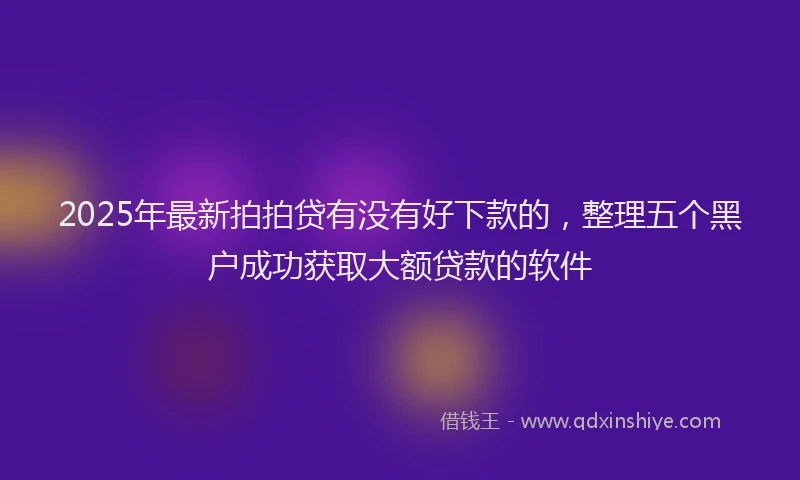 2025年最新拍拍贷有没有好下款的，整理五个黑户成功获取大额贷款的软件