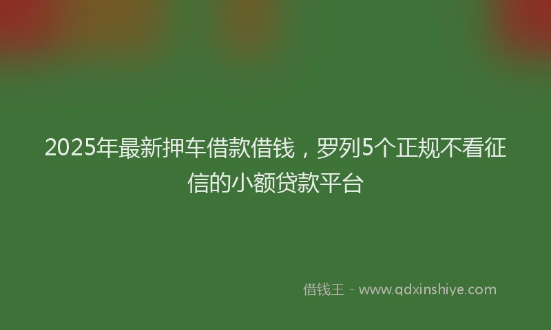 2025年最新押车借款借钱，罗列5个正规不看征信的小额贷款平台