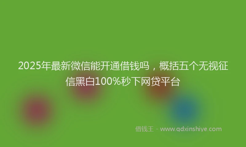 2025年最新微信能开通借钱吗，概括五个无视征信黑白100%秒下网贷平台