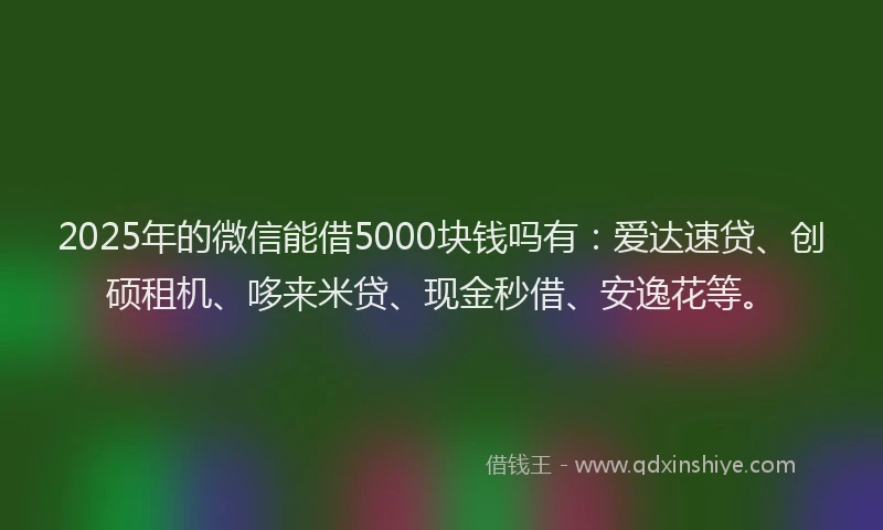 2025年的微信能借5000块钱吗有：爱达速贷、创硕租机、哆来米贷、现金秒借、安逸花等。