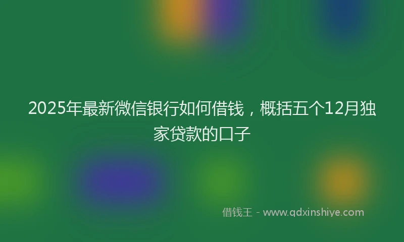 2025年最新微信银行如何借钱，概括五个12月独家贷款的口子