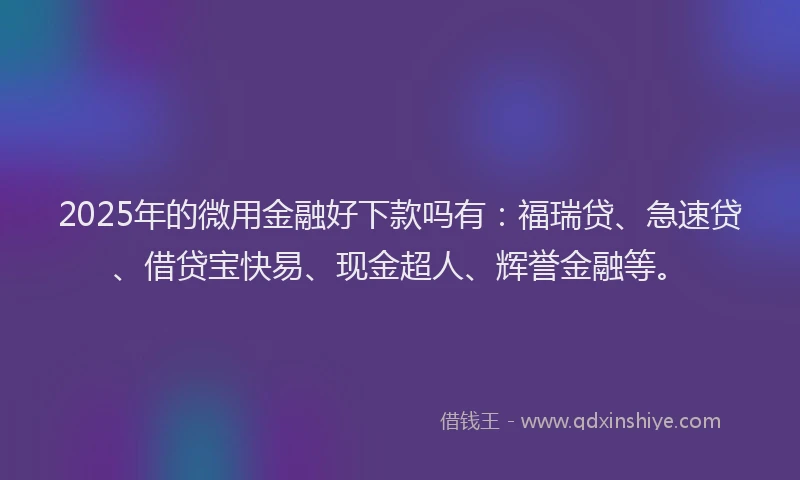 2025年的微用金融好下款吗有：福瑞贷、急速贷、借贷宝快易、现金超人、辉誉金融等。