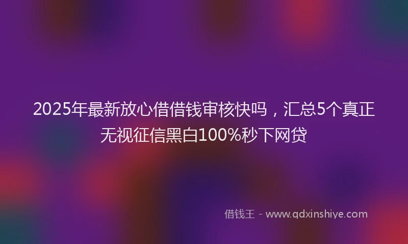 2025年最新放心借借钱审核快吗，汇总5个真正无视征信黑白100%秒下网贷