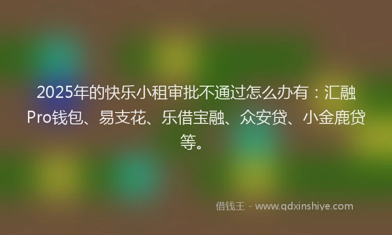 2025年的快乐小租审批不通过怎么办有：汇融Pro钱包、易支花、乐借宝融、众安贷、小金鹿贷等。