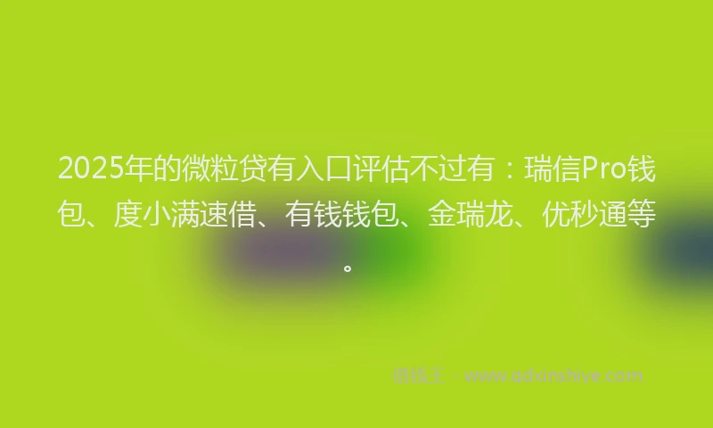 2025年的微粒贷有入口评估不过有：瑞信Pro钱包、度小满速借、有钱钱包、金瑞龙、优秒通等。
