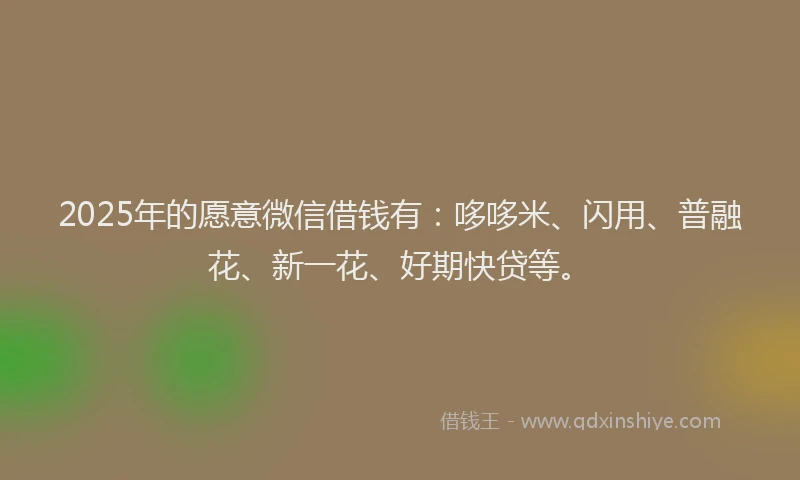 2025年的愿意微信借钱有：哆哆米、闪用、普融花、新一花、好期快贷等。