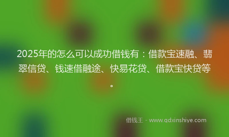 2025年的怎么可以成功借钱有：借款宝速融、翡翠信贷、钱速借融途、快易花贷、借款宝快贷等。