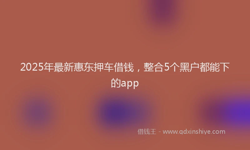 2025年最新惠东押车借钱，整合5个黑户都能下的app