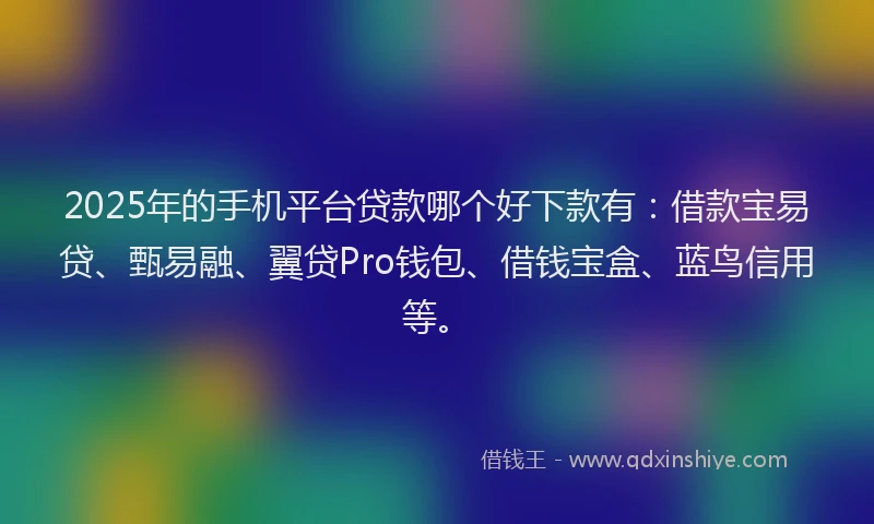 2025年的手机平台贷款哪个好下款有：借款宝易贷、甄易融、翼贷Pro钱包、借钱宝盒、蓝鸟信用等。