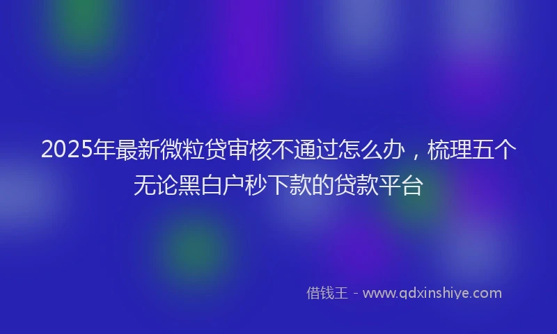 2025年最新微粒贷审核不通过怎么办，梳理五个无论黑白户秒下款的贷款平台