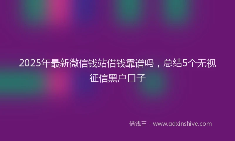 2025年最新微信钱站借钱靠谱吗，总结5个无视征信黑户口子