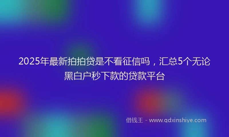 2025年最新拍拍贷是不看征信吗，汇总5个无论黑白户秒下款的贷款平台