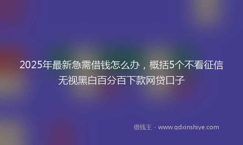 2025年最新急需借钱怎么办，概括5个不看征信无视黑白百分百下款网贷口子