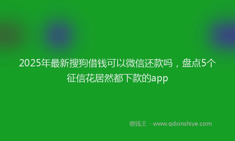 2025年最新搜狗借钱可以微信还款吗，盘点5个征信花居然都下款的app