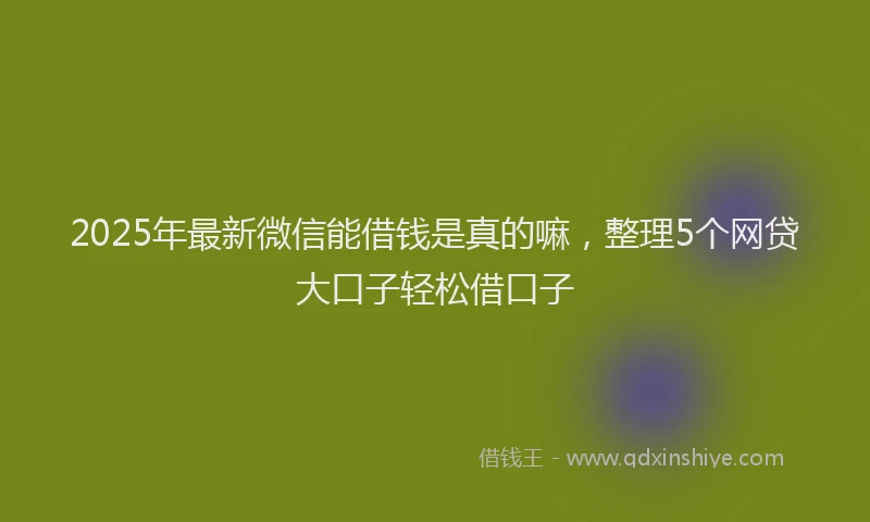 2025年最新微信能借钱是真的嘛，整理5个网贷大口子轻松借口子