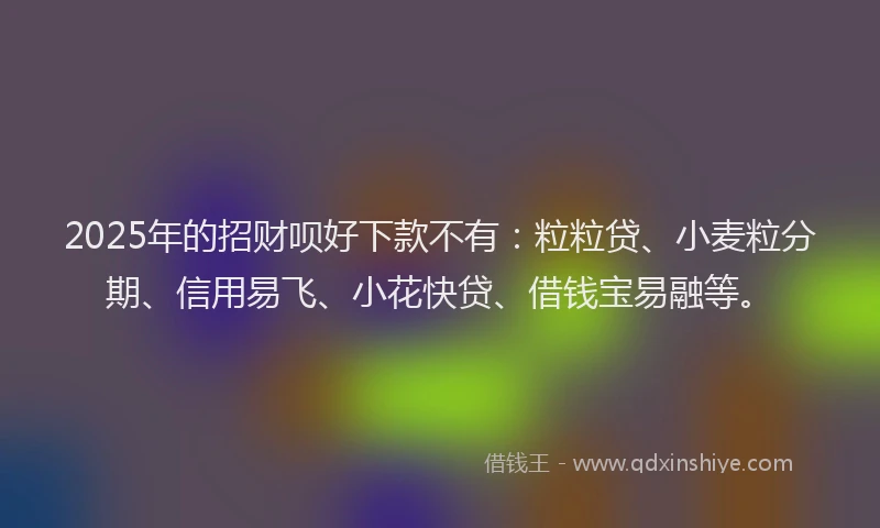 2025年的招财呗好下款不有：粒粒贷、小麦粒分期、信用易飞、小花快贷、借钱宝易融等。