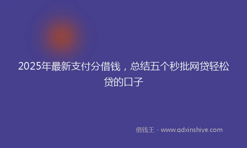 2025年最新支付分借钱，总结五个秒批网贷轻松贷的口子