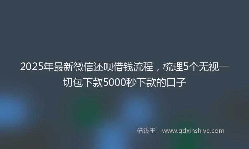 2025年最新微信还呗借钱流程，梳理5个无视一切包下款5000秒下款的口子