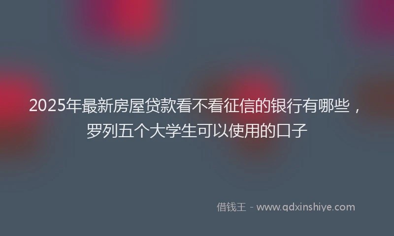 2025年最新房屋贷款看不看征信的银行有哪些，罗列五个大学生可以使用的口子