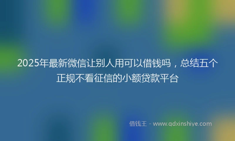 2025年最新微信让别人用可以借钱吗，总结五个正规不看征信的小额贷款平台