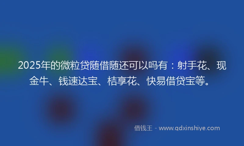 2025年的微粒贷随借随还可以吗有：射手花、现金牛、钱速达宝、桔享花、快易借贷宝等。