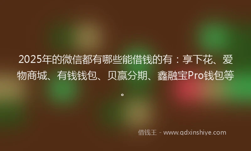 2025年的微信都有哪些能借钱的有：享下花、爱物商城、有钱钱包、贝赢分期、鑫融宝Pro钱包等。