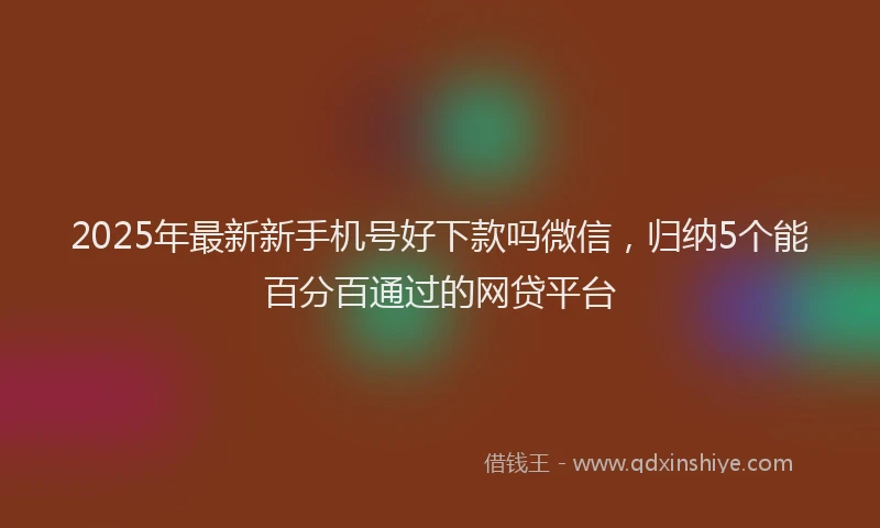 2025年最新新手机号好下款吗微信，归纳5个能百分百通过的网贷平台