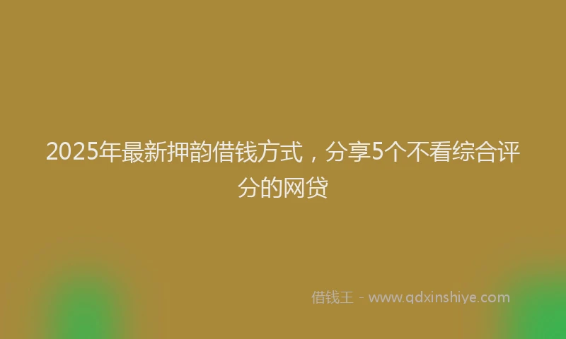 2025年最新押韵借钱方式，分享5个不看综合评分的网贷