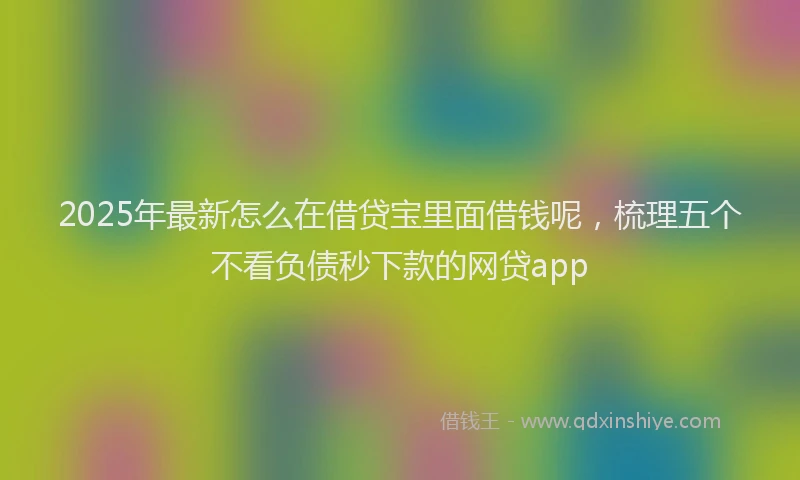 2025年最新怎么在借贷宝里面借钱呢，梳理五个不看负债秒下款的网贷app