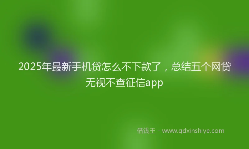 2025年最新手机贷怎么不下款了，总结五个网贷无视不查征信app