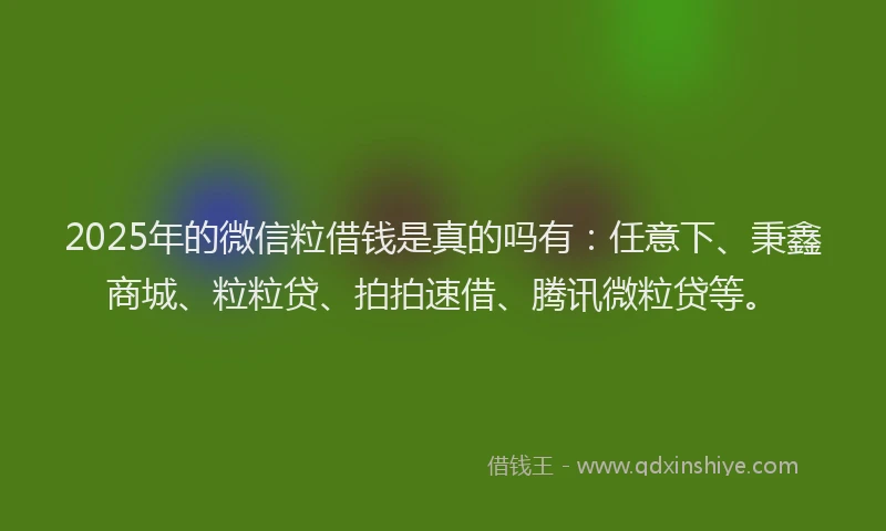 2025年的微信粒借钱是真的吗有：任意下、秉鑫商城、粒粒贷、拍拍速借、腾讯微粒贷等。
