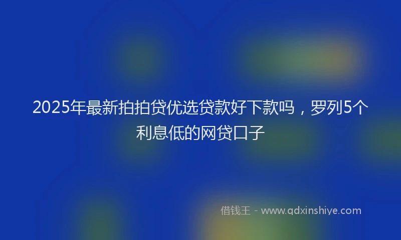 2025年最新拍拍贷优选贷款好下款吗，罗列5个利息低的网贷口子