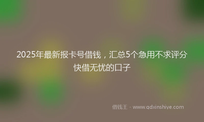 2025年最新报卡号借钱，汇总5个急用不求评分快借无忧的口子