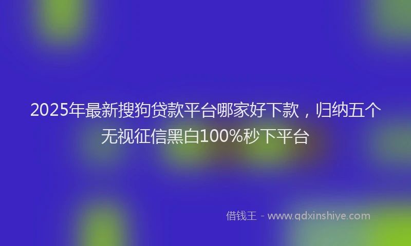 2025年最新搜狗贷款平台哪家好下款，归纳五个无视征信黑白100%秒下平台