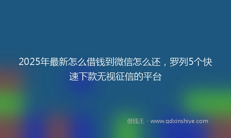 2025年最新怎么借钱到微信怎么还，罗列5个快速下款无视征信的平台