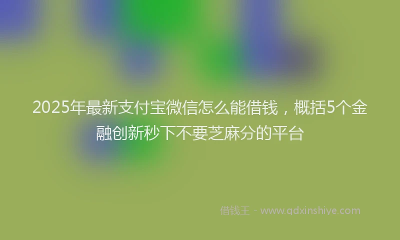 2025年最新支付宝微信怎么能借钱，概括5个金融创新秒下不要芝麻分的平台
